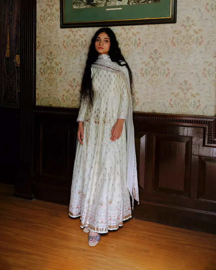 Batasha Ivory Ahilya Silk Chanderi Anarkali