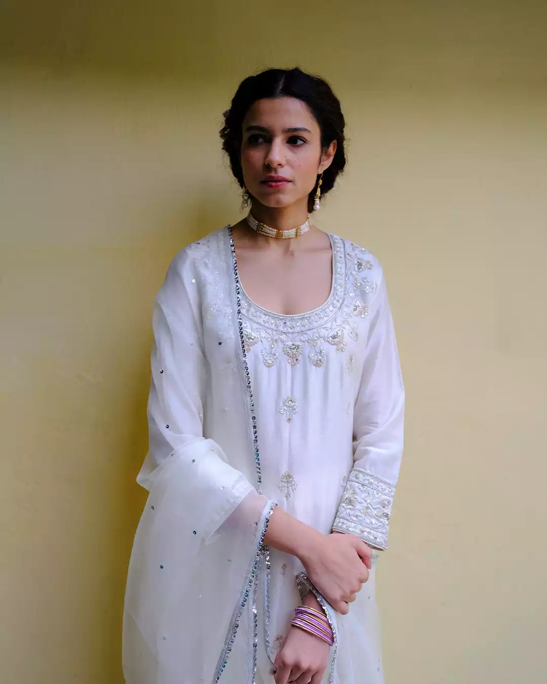 Batasha Ivory Ahira Silk Chanderi Kurta Set