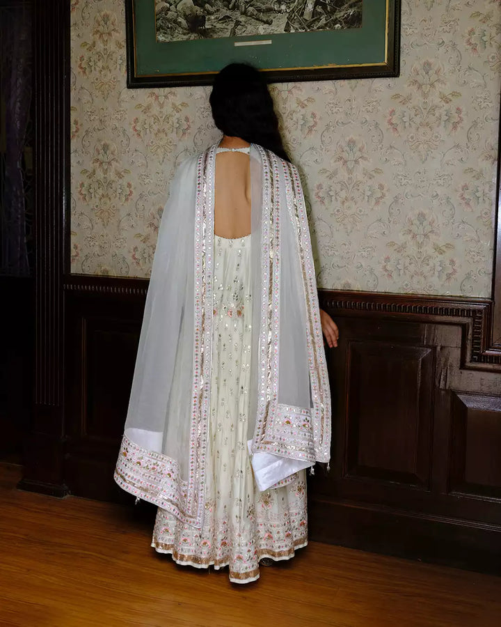 Batasha Ivory Ahilya Silk Chanderi Anarkali