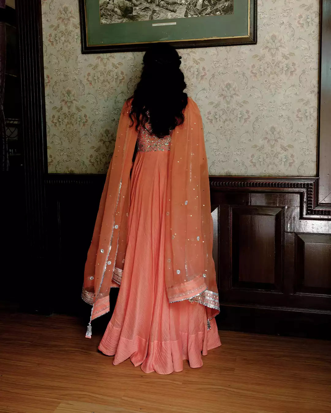 Khumani Rust Aaruni Silk Chanderi Anarkali