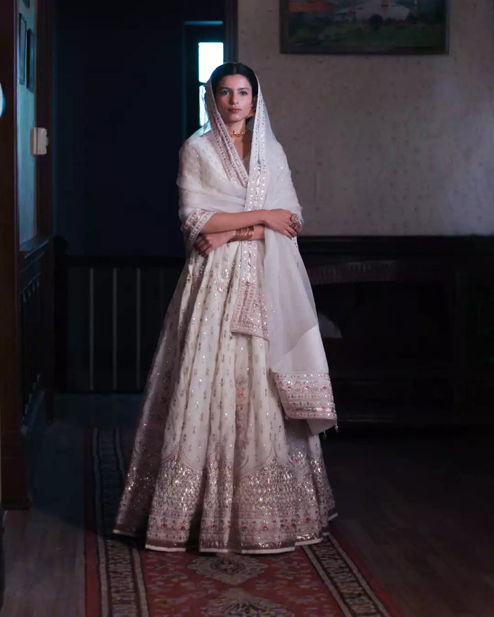 Batasha Ivory Sahiba Silk Chanderi Lehenga