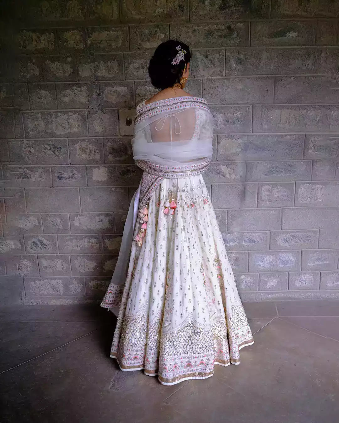 Batasha Ivory Sahiba Silk Chanderi Lehenga